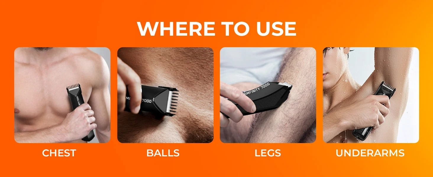 Trimmer for Men- Safest Body & Private Part Trimmer - Pubic Hair Groomer, Underarm - Waterproof, Ceramic Blades, Rechargeable with Wireless Fast Charging,Black