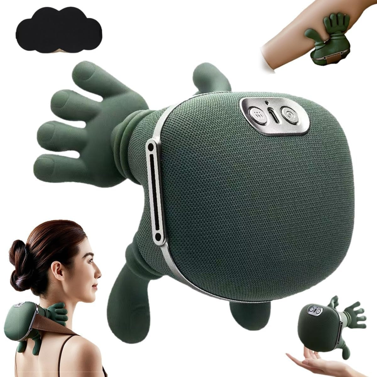 SEAHELTON Bionic Heated Massager, Wireless Portable Shiatsu Neck and Back Massager, Electric