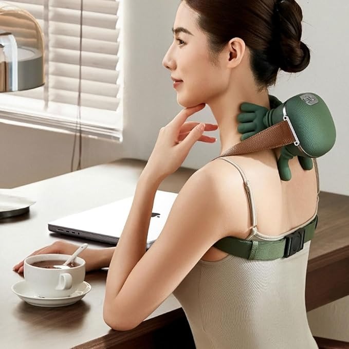SEAHELTON Bionic Heated Massager, Wireless Portable Shiatsu Neck and Back Massager, Electric