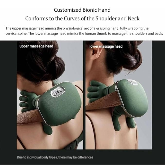 SEAHELTON Bionic Heated Massager, Wireless Portable Shiatsu Neck and Back Massager, Electric