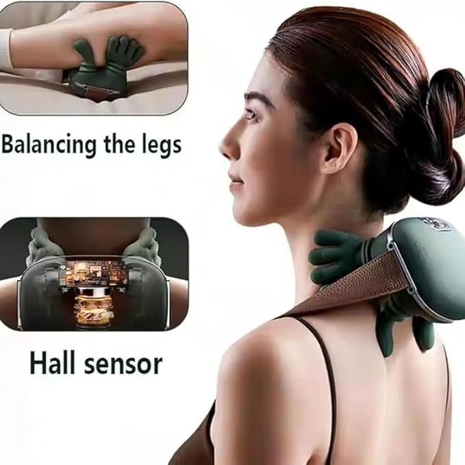 SEAHELTON Bionic Heated Massager, Wireless Portable Shiatsu Neck and Back Massager, Electric