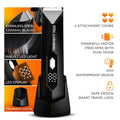 Trimmer for Men- Safest Body & Private Part Trimmer - Pubic Hair Groomer, Underarm - Waterproof, Ceramic Blades, Rechargeable with Wireless Fast Charging,Black